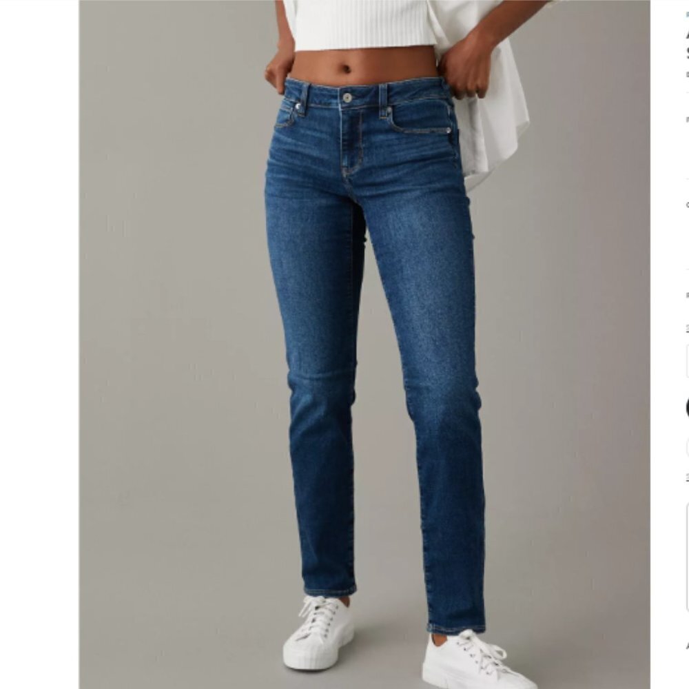 American Eagle Straight Leg SUPER STRETCH Skinny Jeans SZ 8 x-long